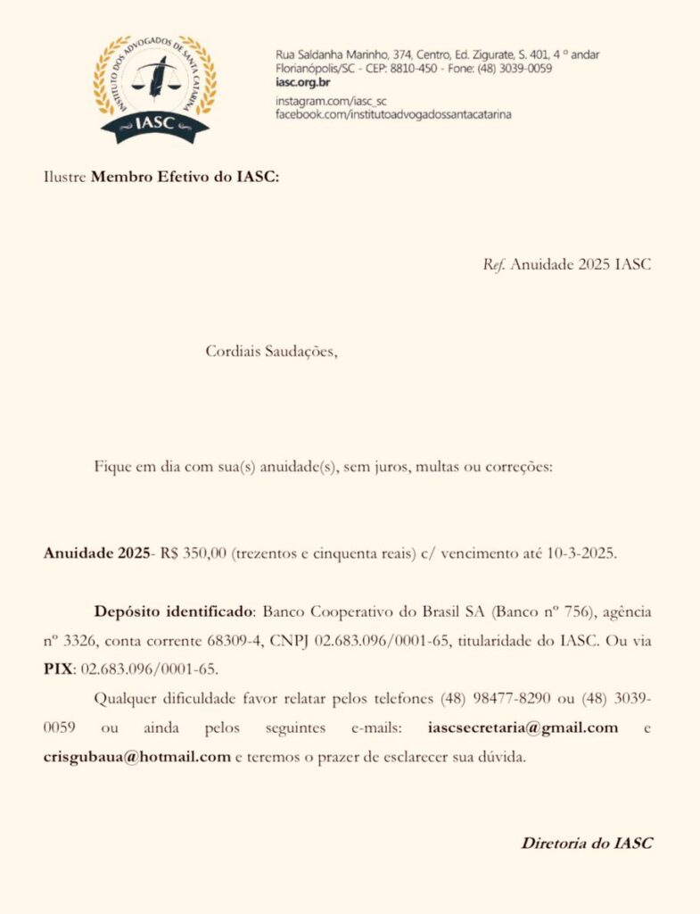 Anuidade 2025 – IASC.