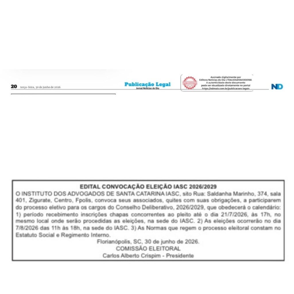CONVITE: ELEIÇÕES IASC — GESTÃO 2026/2029